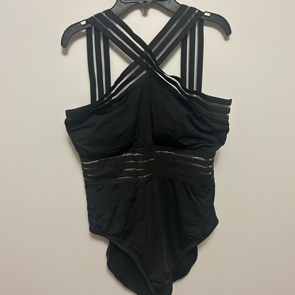 Black Strappy One-Piece Swimsuit